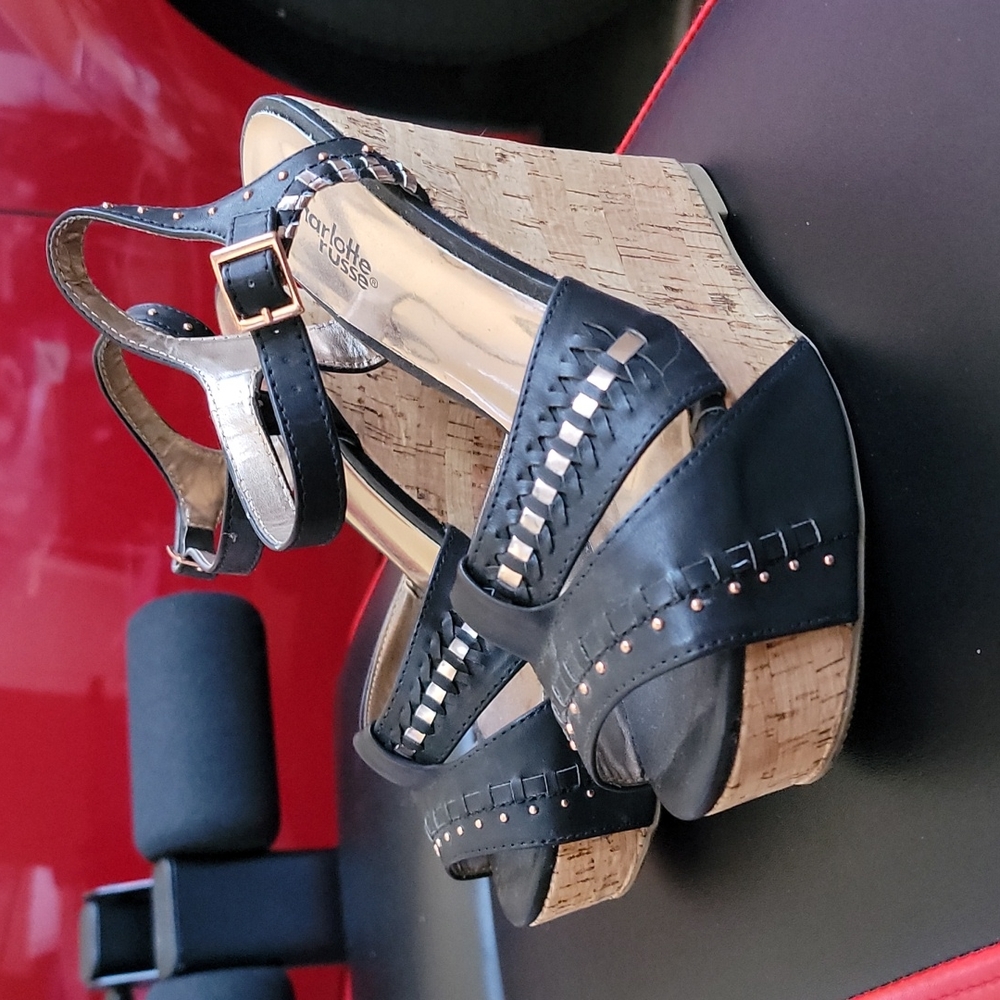 Black wedge sandal
